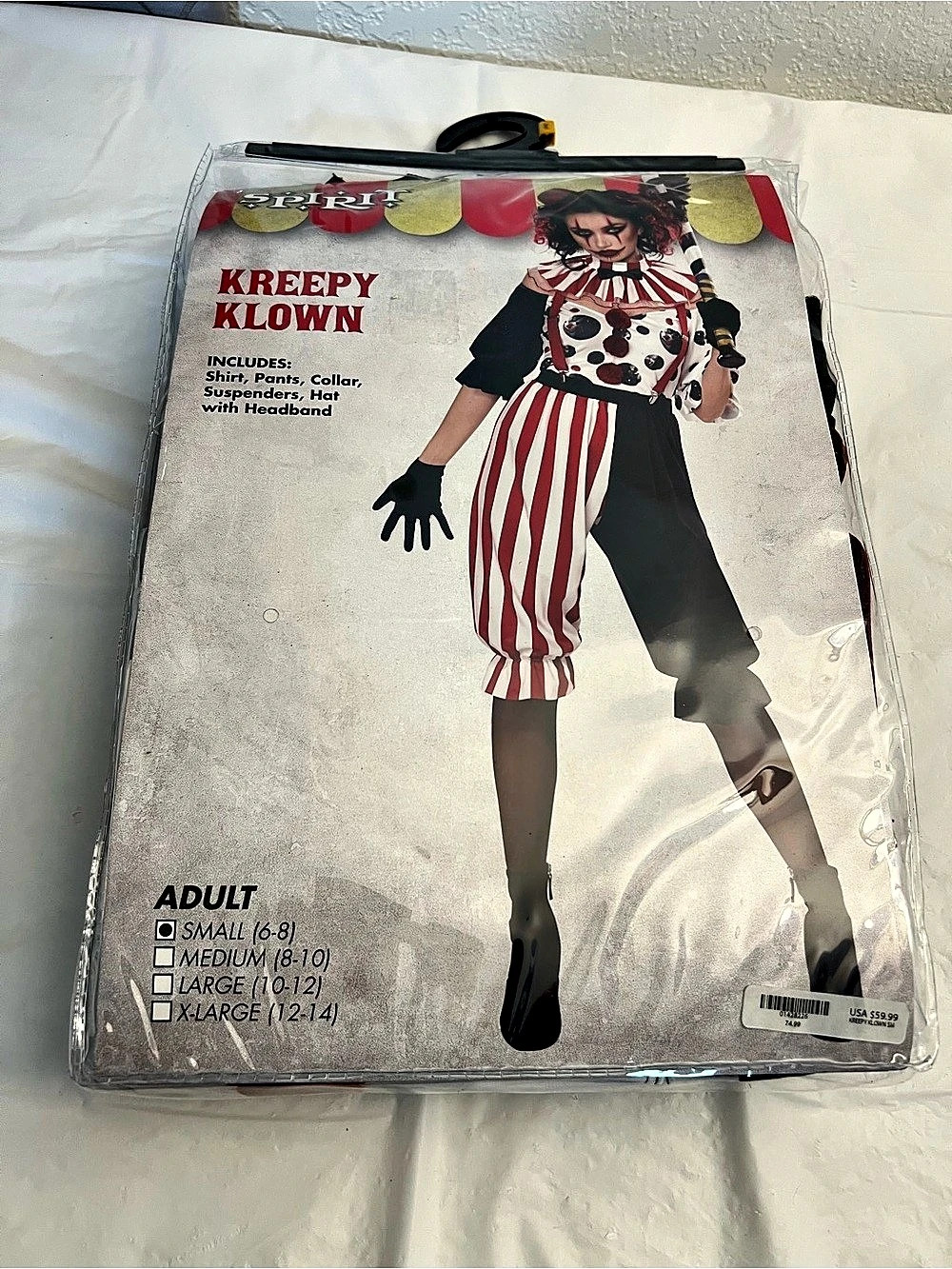 Spirit Halloween Kreepy Klown Costume Red & Black Small 6 8